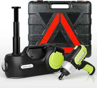 E-HEELP Electric Car Jack Kit 5 ton 12V Hydraulic Car Jack Lift (Lifting Range: 5.3-14.17inches) with Impact Wrench Inflator Pump for Car SUV Sedan MPV, LCD Display and Tire Pressure Monitor