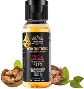 SubSugar Pure Concentrated Monkfruit Liquid Sweetener Drops no Erythritol Made with 100% Monk fruit juice , Zero Glycemic, Zero Calories, Sugar Free, Keto Diet Friendly for Coffee and Snacks Organic by USDA PLAIN, (30ML) Sub Sugar Monk Drops
