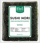 Tasjin Sushi Nori Sheets| 10 Full Size Sheets |Roasted Seaweed for Maki and Hand Rolls| Non-GMO and Gluten Free| Product of Taiwan| includes Exclusive Step by Step Sushi Making Tutorial