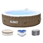 ALEKO Inflatable Hot Tub Spa | Personal High Powered Jetted Bubble | with Fitted Cover and 3 Filters | 265 Gallon | 6 Person Round | Brown | HTIR6GYBR