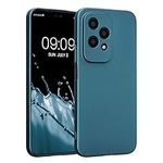 kwmobile Case Compatible with HONOR 200 Lite Case - Soft TPU Back Phone Cover - with Metallic Look - Metallic Caribbean Blue