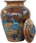 Thunder Storm Lightning Strike Wooden Pet Urns for Dogs Ashes, Turn Wood pet Cremation urns with Threaded Lid | Carved Paw Cat/Dog Urn for Pet Ashes Dog (Lightening Work, Large 110 cu inches)