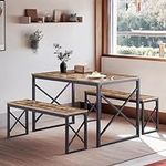VECELO Kitchen Table with 2 Benches