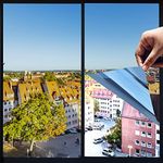 One Way Privacy Window Film,Premium PET Material,Daytime Reflective Heat Control Anti UV Door Sticker,Window Tint for Home Office Living Room,Mercury Blue,35.4 Inch x 16.4 Feet