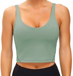 Wjustforu Women Sports Bra Yoga Tank Longline Padded Workout Crop Tank Top Fitness Workout Running Top (Small, Jasmine Green)