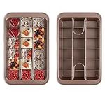 WOPPLXY 2 Pcs Brownie Pan with Dividers, Non-Stick Brownie Baking Pan, Carbon Steel Square Baking Pan, 18 Pre-slice Brownie Baking Tray (12 x 7.6 x 1.5 Inch)