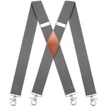 MENDENG Suspenders for Men Vintage Bronze Snap Hooks Adjustable Braces Groomsmen, Grey, One Size