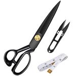 Sewing Scissors 9 inch(23.5cm) - Tailors Heavy Duty High Carbon Steel Sharp Blades Shears for Fabric Leather Cloth Paper Sewing Dressmaking Tailoring Altering (Black, Right-Handed)