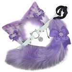 VIGVAN Animal Cosplay Wolf Ears and Tail Fox Cat Ears Tail Raccoon Cosplay Tail (ETC Purple)