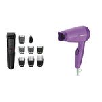 PHILIPS Multi Grooming Kit MG3710/65, 9-in-1 (New Model), Face, Head and Body - All-in-one Trimmer, No Oil Needed, 60 Mins Run Time & HP8100/46 Hair Dryer