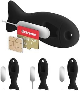 4 Pack SIM Card Removal Tool with Built-in SIM Card Storage - SIM Card Holder Contains Eject Pins Needle Opener Ejector Compatible with iPhone, Samsung, and More Cell Phones (4 Pack, Black)