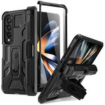 Poetic Spartan Case Compatible with Galaxy Z Fold 4, Case with S Pen Holder, Built-in Screen Protector and Kickstand, Full Body Rugged Hinge Protection, Matte Black