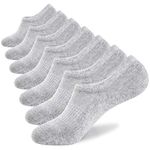 No Show Socks Mens 7 Pairs Cotton Thin Non Slip Low Cut Mens Invisible Casual Socks (7grey,Size 12-14)