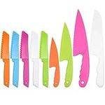 SelfTek 9 Pieces Plastic Kitchen Knife Kid Chef Safe Nylon Knife Corlorful Children's Cooking Knives for Baking, Fruit, Bread, Cake, Lettuce, Salad