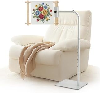 Geesepple Cross Stitch Stand - Hands Free Needlepoint Stand with Adjustable Side Clamp, Metal Embroidery Holder for Q-Snap, Hoop & Scroll Rods up to 20", Professional Punch Needle Stand