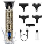 Cordless Hair Clippers, Beard Trimmer for Men, Hair TrimmerRechargeable,Precision T-Bladeds,with 3 Limit Combs, with USB Charger LCD Display, Gifts for Men