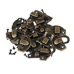 BQLZR Bronze 29x27 MM Mini Antique Padlock Hasp Jewelry Box Buckle Shackle Lock Pack of 10