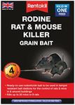 Rentokil PSMR12 Rodine Rat and Mouse Killer Grain Bait, 4x 25gm Sachets, Black