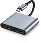 VoocMe USB C to Dual HDMI Adapter, Dual Monitors Adapter USB C HUB Docking Station 4K X 2K@60hz with 1080P 720P Compatible with Thunderbolt3 Ports for MakBook/iPad/Chromebook/HUAWAEI/Samsung/XPS/All