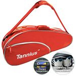 Tannius 3-5 Racket Tennis Bag, with Shoe & Phone Compartment and Protective Pad, Super Roomy and Lightweight Racquet Bag for Tennis, Badminton (Red)