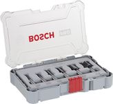 Bosch Router Bit Set, Straight Bits 8 mm Shank, With Euro Hole, DIN EN-847 for Fine Cuts on Wood (6-Pieces)