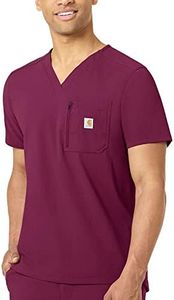 Carhartt Men's Medical Men's Modern Fit TuckIn Scrub Top, Wine, Medium