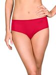 Shadowline Women's Hidden Elastic Nylon Hipster Panty 3-Pack, Red, 8