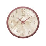 Amazon Brand - Solimo 12-Inch Marble Dial Catholic Plastic Analog Wall Clock (Silent Movement, Copper Color Frame)