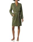 Amazon Essentials Women's Lightweight Waffle Mid-Length Robe, Olive, Large