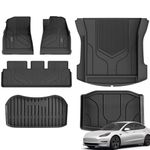 3W Floor Mats & Boot Liner Fit for Tesla Model 3 2021 2022 2023, Odorless All Weather Thoex™ Premium Mats, Tesla Model 3 Car Liner Waterproof Non Slip Easy Install Car Accessories (6 PCS)