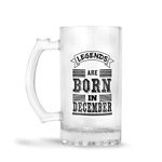 YuBingo Personalized Frosted Beer Mug - Legends Born in December, Birthday Gift for Boss, Brother, Father