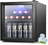 Joy Pebble Beverage Refrigerator Cooler 1.3 Cu.Ft,55 Can Mini Fridge with Glass Door for Beer Soda Wine, Drink Fridge with Adjustable Thermostat, Beverage Fridge for Bar Home Office