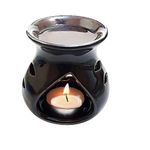 Gwan Ceramic Aroma Diffuser Oil Burner Clay Candle Operated Aroma Burner Oil (Pack of 1 Black)