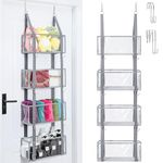 Over the Door Organiser, Pantry Door Organiser, Hanging Shelves Closet Organiser with 4 Large Clear Pockets, Dual-use Hanging or Wall Mount Diaper Toy Storage Bag for Closet, Nursery, Bathroom, Dorm