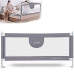 MBQMBSS Bed Rails for Toddlers - 60''70''80''Extra Long Baby Bed Rail Guard with Y-Strap for Kids Twin,Double,Full Size Queen & King Mattress (Gray) (80 x 30 Inch)