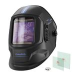 Omolith Large Viewing Screen 3.93"X3.66" True Color Solar Power Welding Helmet，4 Arc Sensor Auto Darkening Welding Hood，Wide Shade 4/5-9/9-13 for TIG MIG Arc Weld Grinding Welder Mask