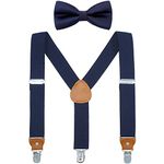 WELROG Kids Suspender Bowtie Sets - Y Shape Adjustable Suspender with Silk Bowties for Boys and Girls