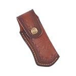 AMIJOUX Pocket Knife Sheath, 4.3" Leather Knife Sheath Case Portable Pouch Knife Leather Holster with Snap Closure, Folding Knife Sheath for Camping, Hunting and Outdoors