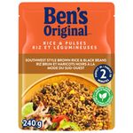 BEN'S ORIGINAL Rice & Pulses Southwest Style Brown Rice & Black Beans, Side Dish, 240g Pouch