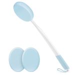 19" Lotion Applicator for Back, Long White Handle Back Lotion Applicator with Blue Non-Slip Grip & 3 Washable Blue Pads, Suitable for Sunscreen, Tanning & Moisturizers, for All Ages