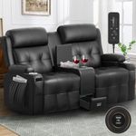 Aotolo Reclining Loveseat, Massage Loveseat Recliner Sofa Heavy Weight Capacity, RV Love Seat Chair Clearance with Console, USB, Type C Port, Storage, Cup Holders, Wall Hugger Couch for Living Room