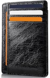 Travelambo Slim Wallet Front Pocket Minimalist Leather RFID Blocking Medium Size