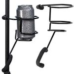 String Swing SH01 Mic Stand Drink Holder for Coffee Travel Mug and Water Bottle - Made in USA Black