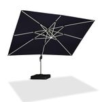 PURPLE LEAF 10' X 13' Double Top Deluxe Solar Powered LED Rectangle Patio Umbrella Offset Hanging Umbrella Outdoor Market Umbrella Garden Umbrella, Navy Blue