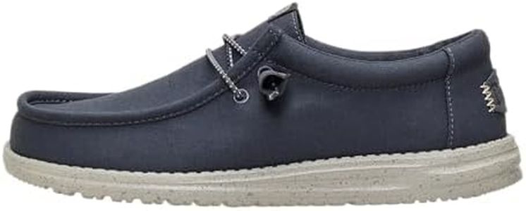 HEYDUDE Men's Wally Canvas Black Oyster Size 10, Men’s Shoes, Slip-on Loafers, Comfortable & Light-Weight