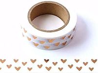 Syntego White With Rose Gold Foil Hearts Washi Tape Decorative Masking Stick on Trim 15mm x 10 Meters (1)