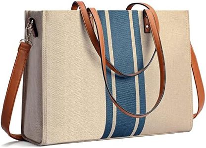 Laptop Tote Bag for Women, Fits 15.6 Inch Laptop Bag, Large Canvas Work Tote Bags for Women, Computer Briefcase Shoulder Bag, Casual Beach Bag, Ideal for Travel/Daily Use/Birthday Gift, Beige, Large, Casual