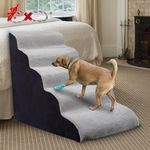 LitaiL Dog Stair Steps/Ramps for High Beds 24 inches Tall, 5-Step Non-Slip Pet Stairs for Small to Large Dogs/Cats, Grey