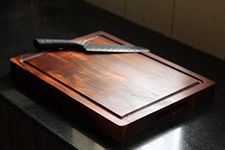 Wood Chop - Solid Acacia Wood Reversible Cutting/Chopping Board with Juice Groove, Carved Handles (15x12x1.5 Inches, XXL)