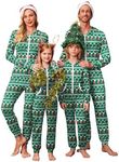 Ekouaer Christmas Matching Family Onesie Pajamas Hoodie One Piece Pajamas Zipper Thermal Sleepwear with Pockets Family Christmas Socks Print S